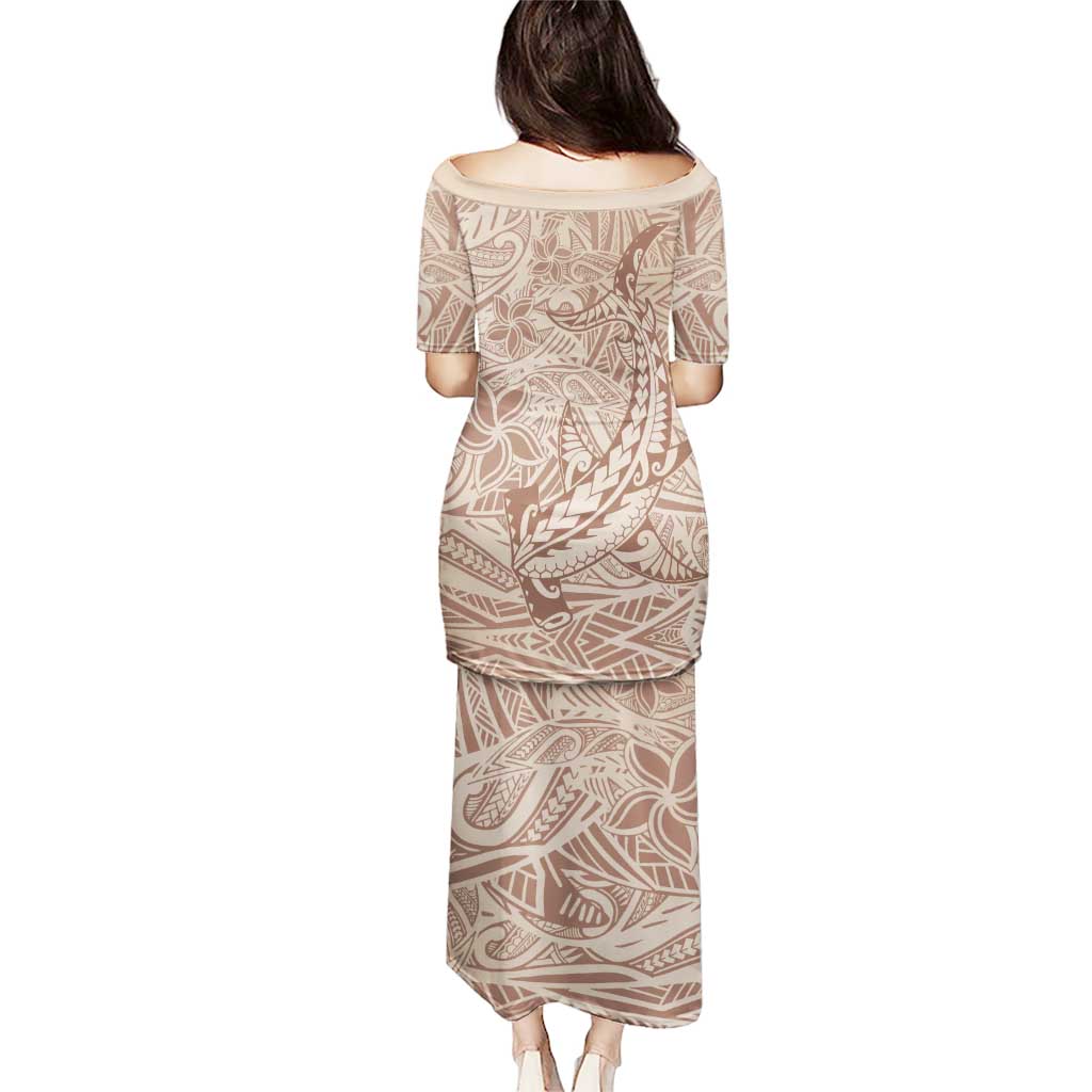 Pastel Brown Polynesia Puletasi Hawaiian Tribal Hammerhead Shark Tattoo LT14 - Polynesian Pride