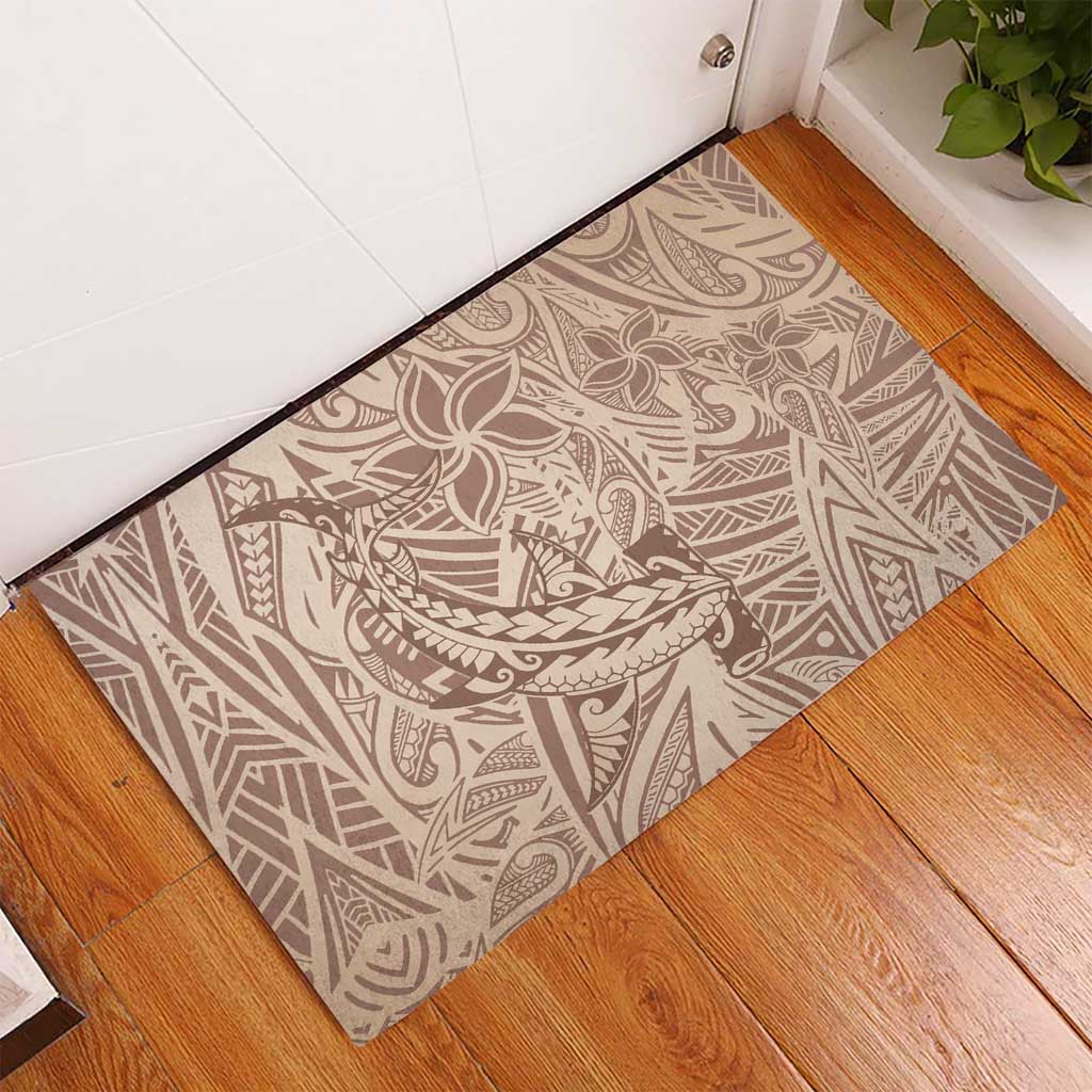 Pastel Brown Polynesia Rubber Doormat Hawaiian Tribal Hammerhead Shark Tattoo LT14 - Polynesian Pride
