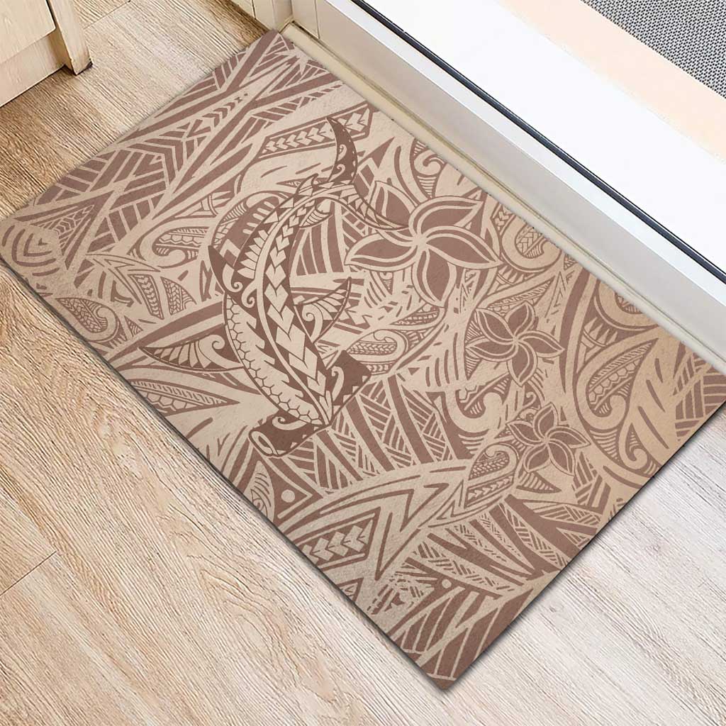 Pastel Brown Polynesia Rubber Doormat Hawaiian Tribal Hammerhead Shark Tattoo LT14 - Polynesian Pride