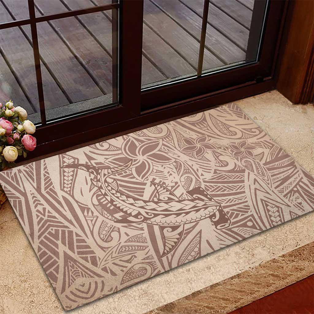 Pastel Brown Polynesia Rubber Doormat Hawaiian Tribal Hammerhead Shark Tattoo LT14 - Polynesian Pride