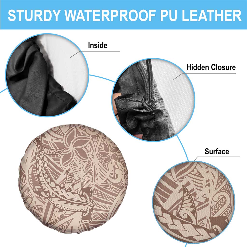 Pastel Brown Polynesia Spare Tire Cover Hawaiian Tribal Hammerhead Shark Tattoo LT14 - Polynesian Pride
