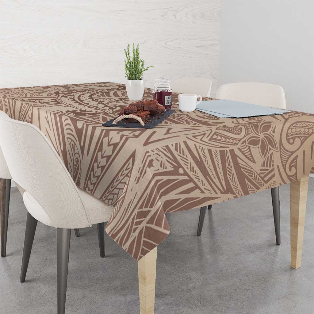 Pastel Brown Polynesia Tablecloth Hawaiian Tribal Hammerhead Shark Tattoo LT14 - Polynesian Pride