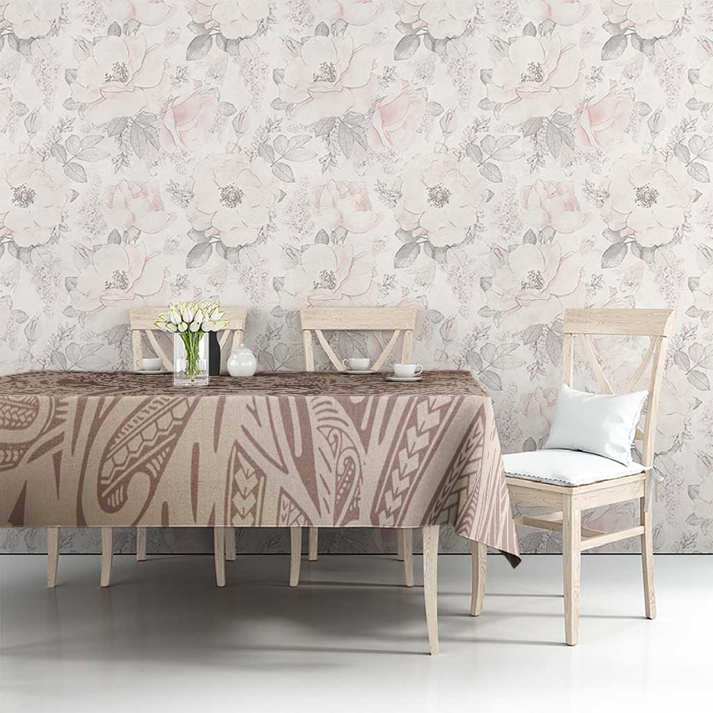 Pastel Brown Polynesia Tablecloth Hawaiian Tribal Hammerhead Shark Tattoo LT14 - Polynesian Pride