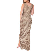 Pastel Brown Polynesia Tank Maxi Dress Hawaiian Tribal Hammerhead Shark Tattoo LT14 - Polynesian Pride