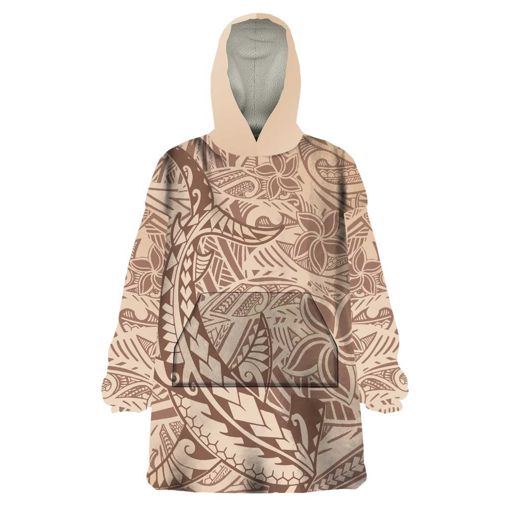 Pastel Brown Polynesia Wearable Blanket Hoodie Hawaiian Tribal Hammerhead Shark Tattoo LT14 One Size Pastel Brown - Polynesian Pride