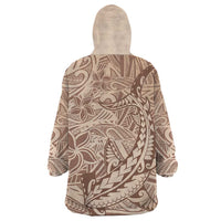 Pastel Brown Polynesia Wearable Blanket Hoodie Hawaiian Tribal Hammerhead Shark Tattoo LT14 - Polynesian Pride