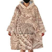 Pastel Brown Polynesia Wearable Blanket Hoodie Hawaiian Tribal Hammerhead Shark Tattoo LT14 - Polynesian Pride