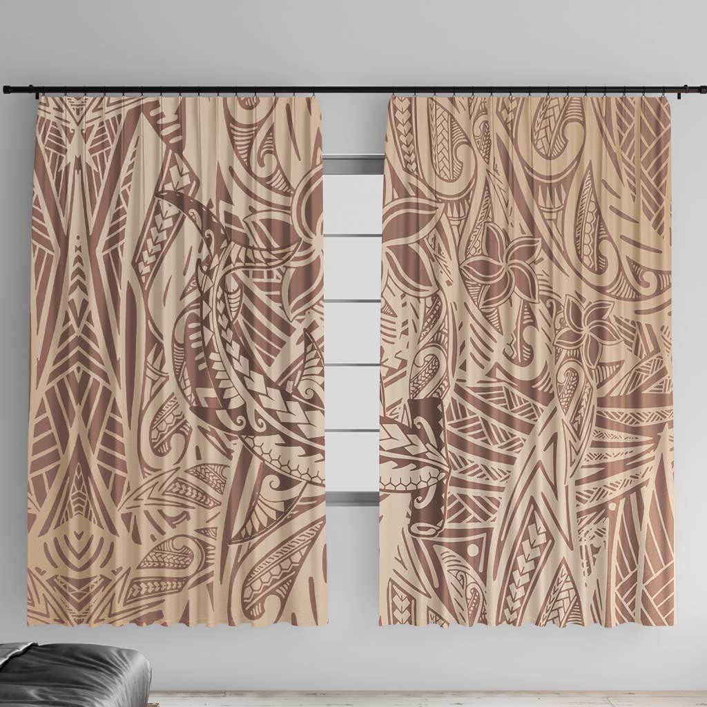 Pink Gradient Polynesia Window Curtain Hawaiian Tribal Hammerhead Shark Tattoo