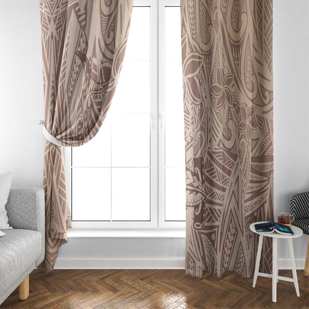 Pastel Brown Polynesia Window Curtain Hawaiian Tribal Hammerhead Shark Tattoo LT14 - Polynesian Pride