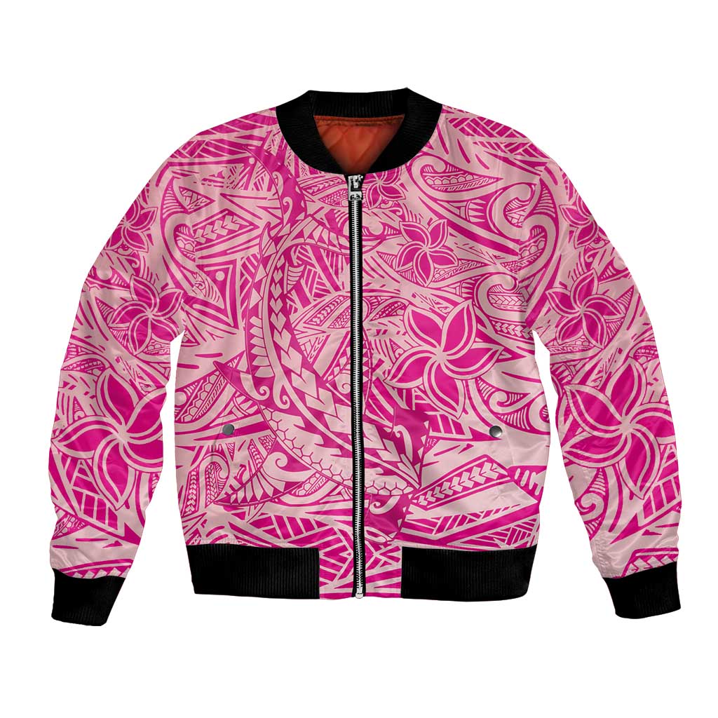 Beige Gradient Polynesia Bomber Jacket Hawaiian Tribal Hammerhead Shark Tattoo