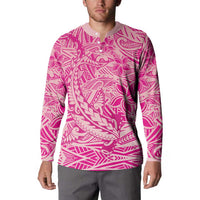 Beige Gradient Polynesia Button Sweatshirt Hawaiian Tribal Hammerhead Shark Tattoo LT14 - Polynesian Pride
