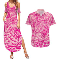 Beige Gradient Polynesia Couples Matching Summer Maxi Dress and Hawaiian Shirt Hawaiian Tribal Hammerhead Shark Tattoo LT14 Beige - Polynesian Pride