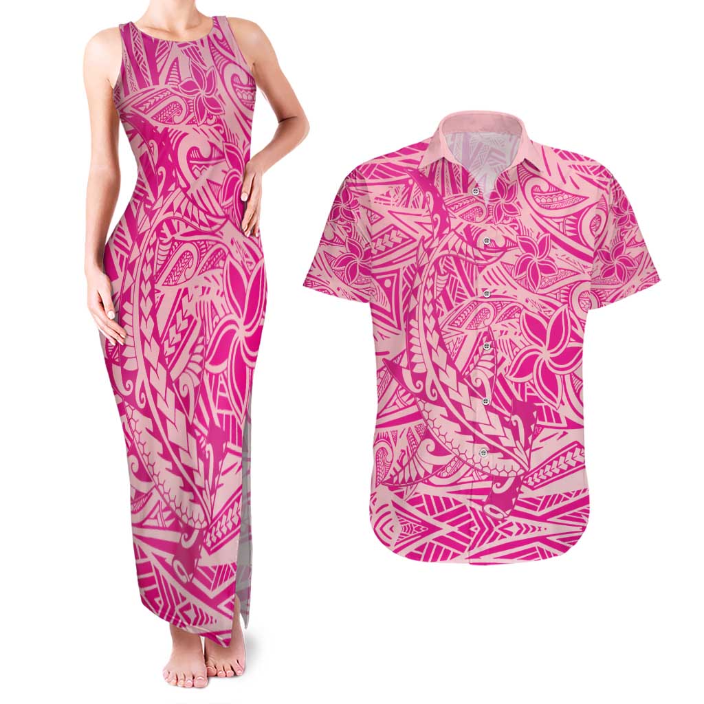 Beige Gradient Polynesia Couples Matching Tank Maxi Dress and Hawaiian Shirt Hawaiian Tribal Hammerhead Shark Tattoo LT14 Beige - Polynesian Pride