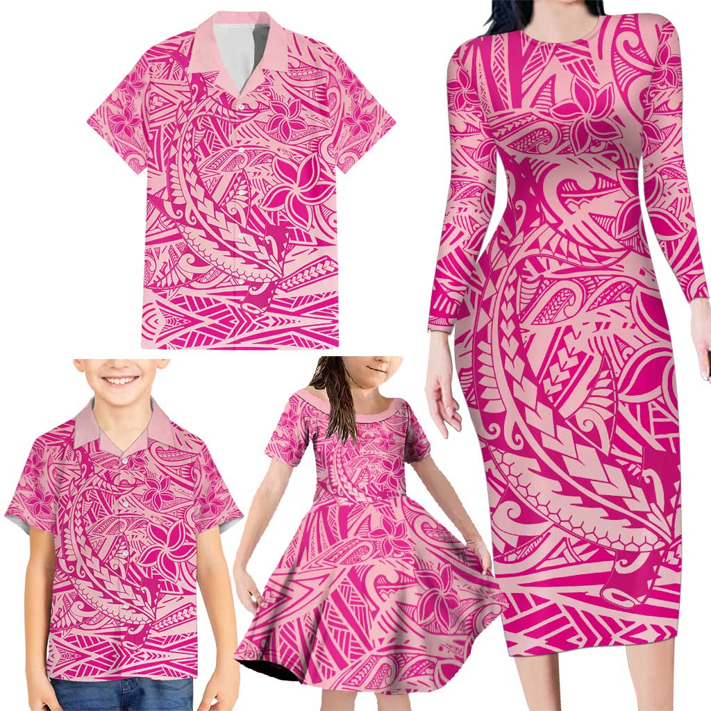 Beige Gradient Polynesia Family Matching Long Sleeve Bodycon Dress and Hawaiian Shirt Hawaiian Tribal Hammerhead Shark Tattoo