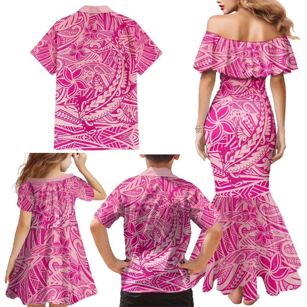 Beige Gradient Polynesia Family Matching Mermaid Dress and Hawaiian Shirt Hawaiian Tribal Hammerhead Shark Tattoo