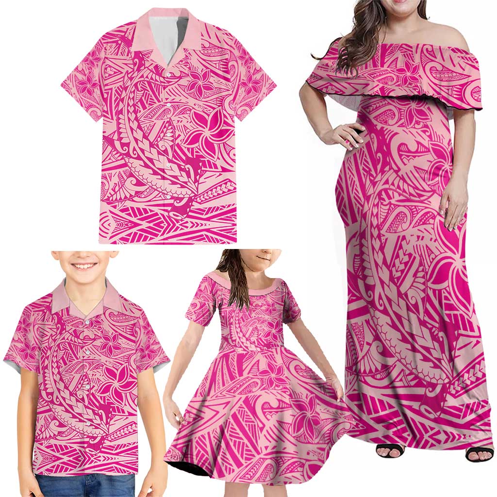 Beige Gradient Polynesia Family Matching Off Shoulder Maxi Dress and Hawaiian Shirt Hawaiian Tribal Hammerhead Shark Tattoo LT14 - Polynesian Pride