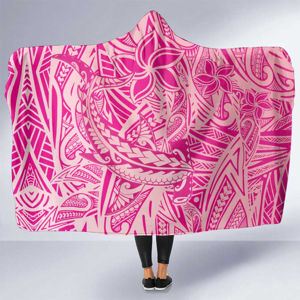 Beige Gradient Polynesia Hooded Blanket Hawaiian Tribal Hammerhead Shark Tattoo