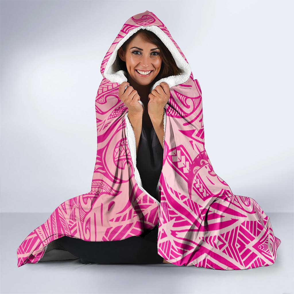 Beige Gradient Polynesia Hooded Blanket Hawaiian Tribal Hammerhead Shark Tattoo LT14 - Polynesian Pride