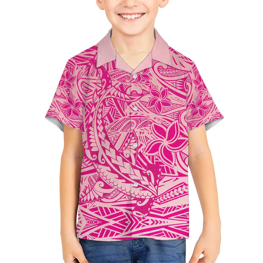 Beige Gradient Polynesia Kid Hawaiian Shirt Hawaiian Tribal Hammerhead Shark Tattoo
