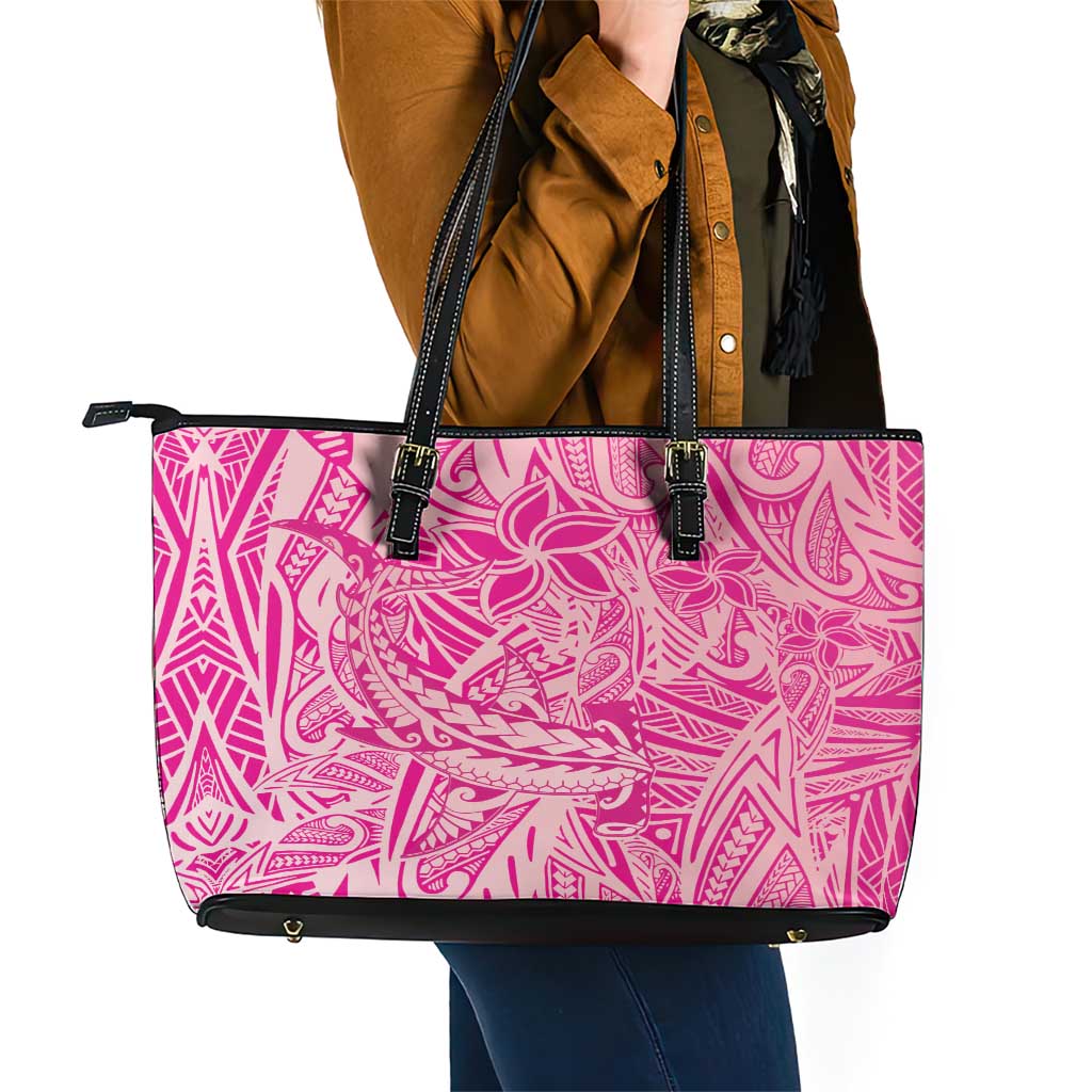 Beige Gradient Polynesia Leather Tote Bag Hawaiian Tribal Hammerhead Shark Tattoo LT14 - Polynesian Pride