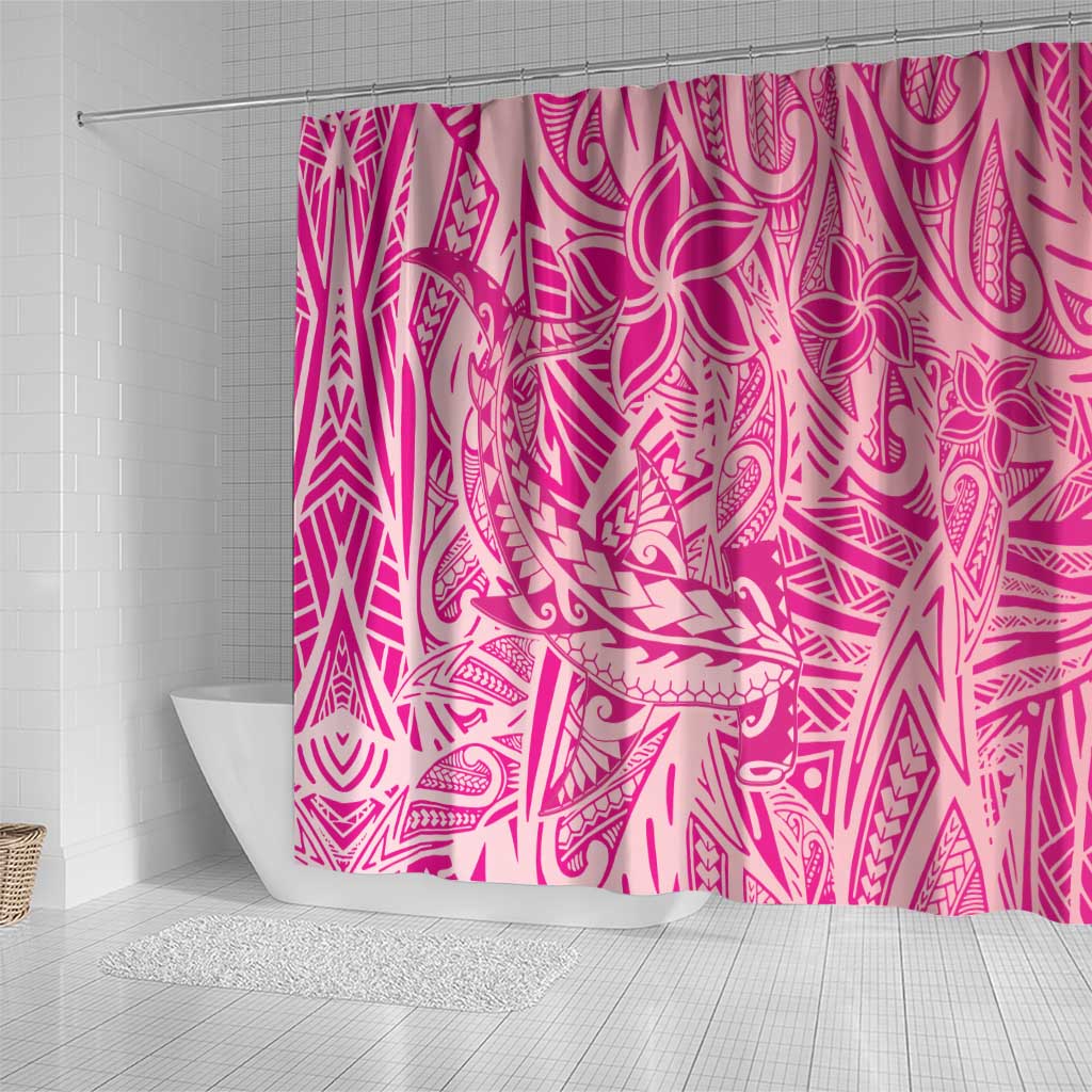 Beige Gradient Polynesia Shower Curtain Hawaiian Tribal Hammerhead Shark Tattoo
