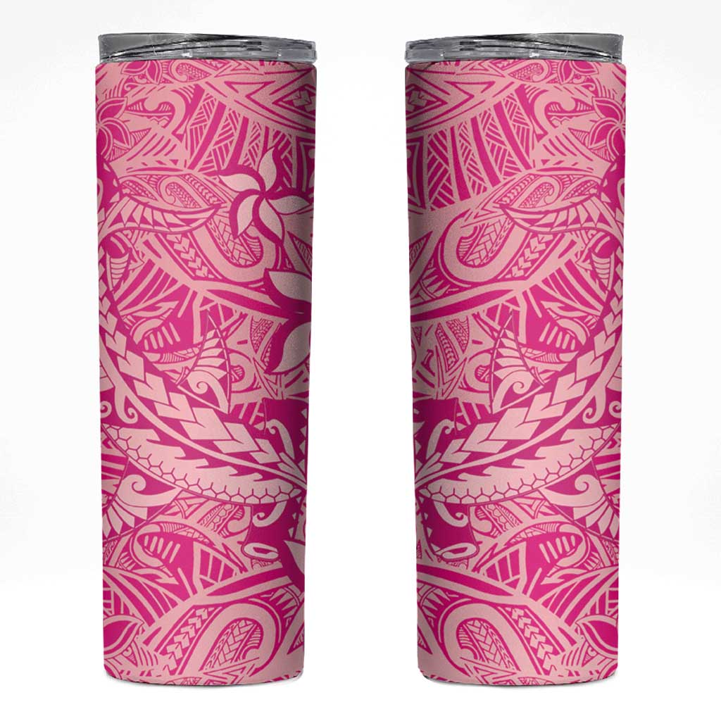 Beige Gradient Polynesia Skinny Tumbler Hawaiian Tribal Hammerhead Shark Tattoo