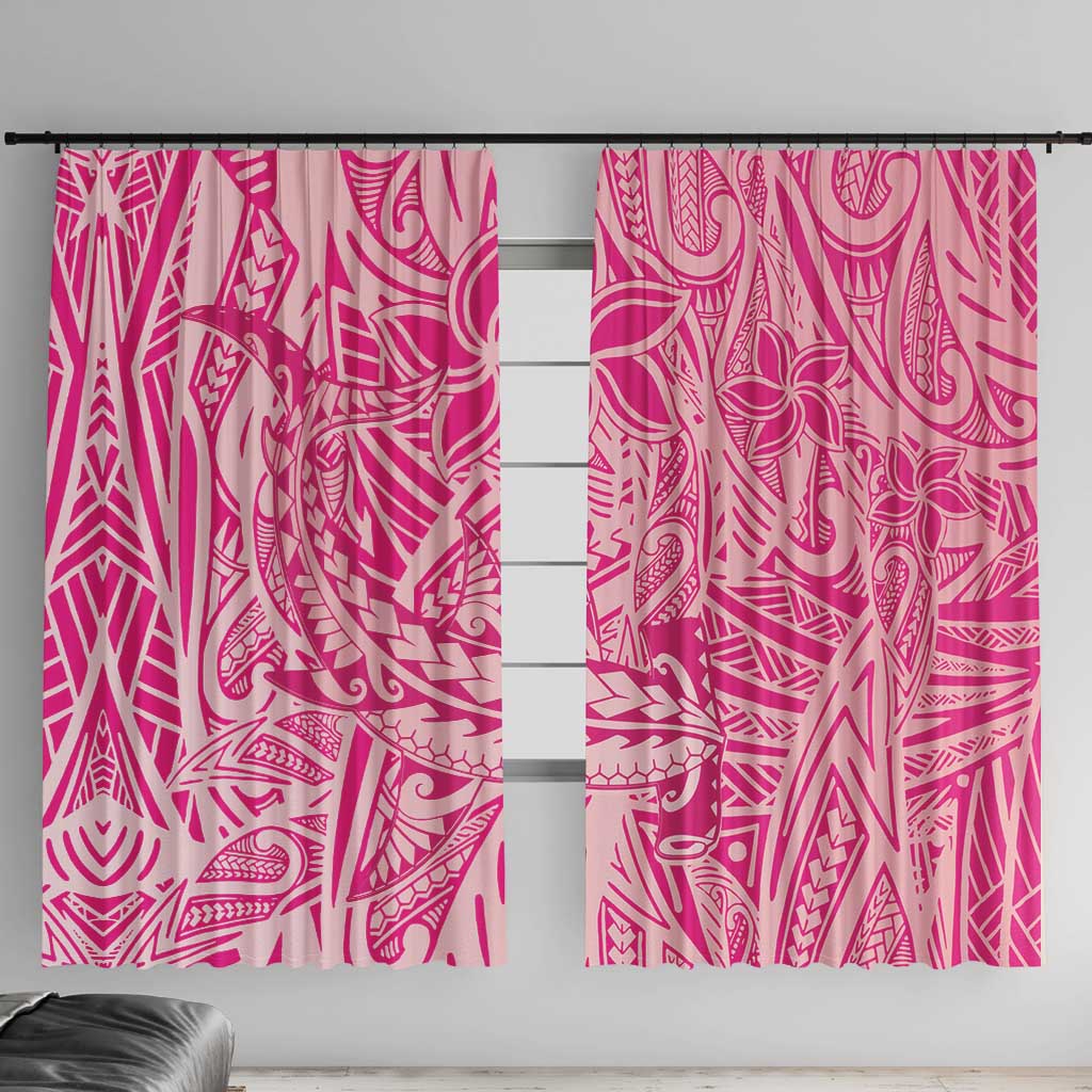 Beige Gradient Polynesia Window Curtain Hawaiian Tribal Hammerhead Shark Tattoo LT14 With Hooks Beige - Polynesian Pride