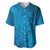 Blue Gradient Polynesia Baseball Jersey Hawaiian Tribal Hammerhead Shark Tattoo