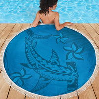 Blue Gradient Polynesia Beach Blanket Hawaiian Tribal Hammerhead Shark Tattoo LT14 - Polynesian Pride
