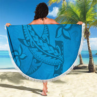 Blue Gradient Polynesia Beach Blanket Hawaiian Tribal Hammerhead Shark Tattoo LT14 - Polynesian Pride