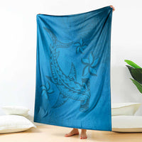 Blue Gradient Polynesia Blanket Hawaiian Tribal Hammerhead Shark Tattoo LT14 - Polynesian Pride