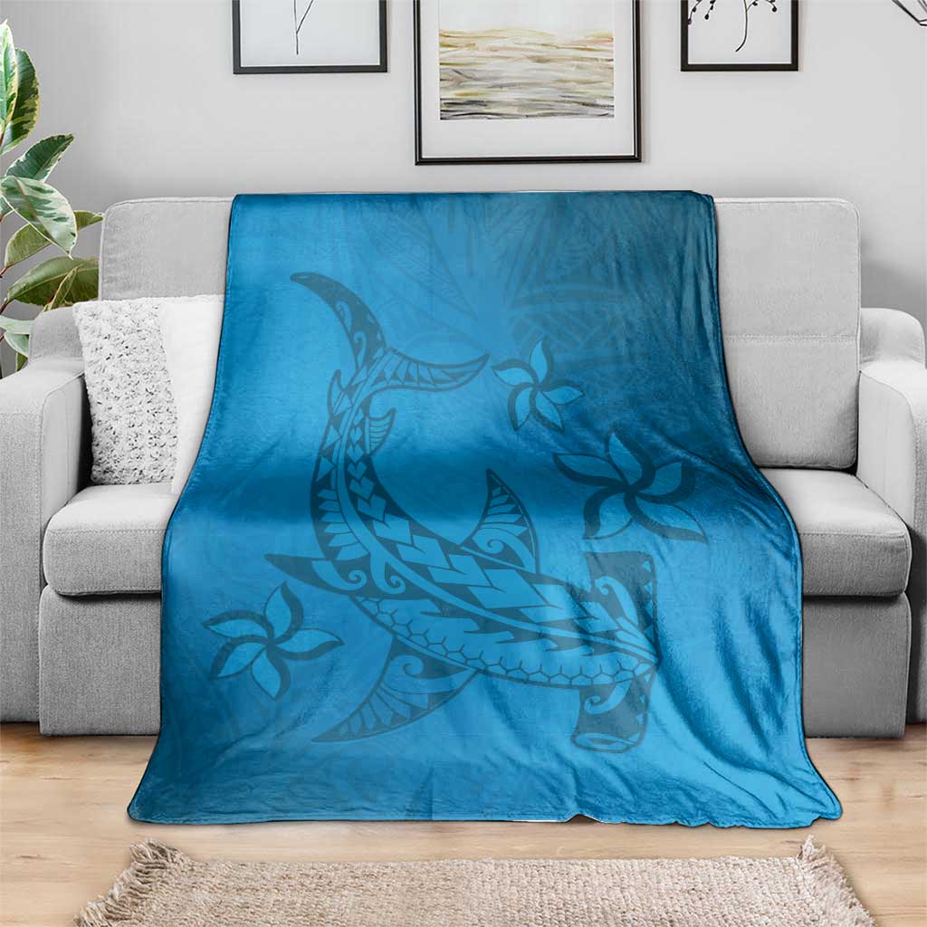 Blue Gradient Polynesia Blanket Hawaiian Tribal Hammerhead Shark Tattoo LT14 - Polynesian Pride