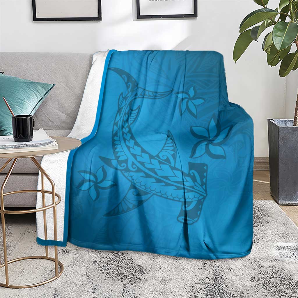 Blue Gradient Polynesia Blanket Hawaiian Tribal Hammerhead Shark Tattoo LT14 - Polynesian Pride