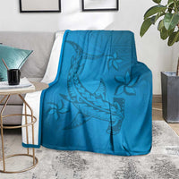 Blue Gradient Polynesia Blanket Hawaiian Tribal Hammerhead Shark Tattoo LT14 - Polynesian Pride