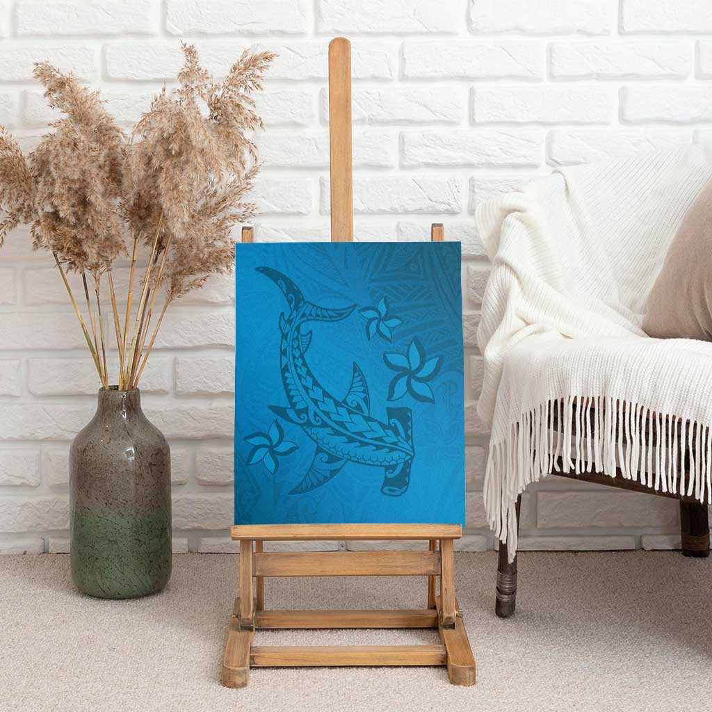 Blue Gradient Polynesia Canvas Wall Art Hawaiian Tribal Hammerhead Shark Tattoo LT14 - Polynesian Pride