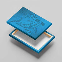 Blue Gradient Polynesia Canvas Wall Art Hawaiian Tribal Hammerhead Shark Tattoo LT14 - Polynesian Pride
