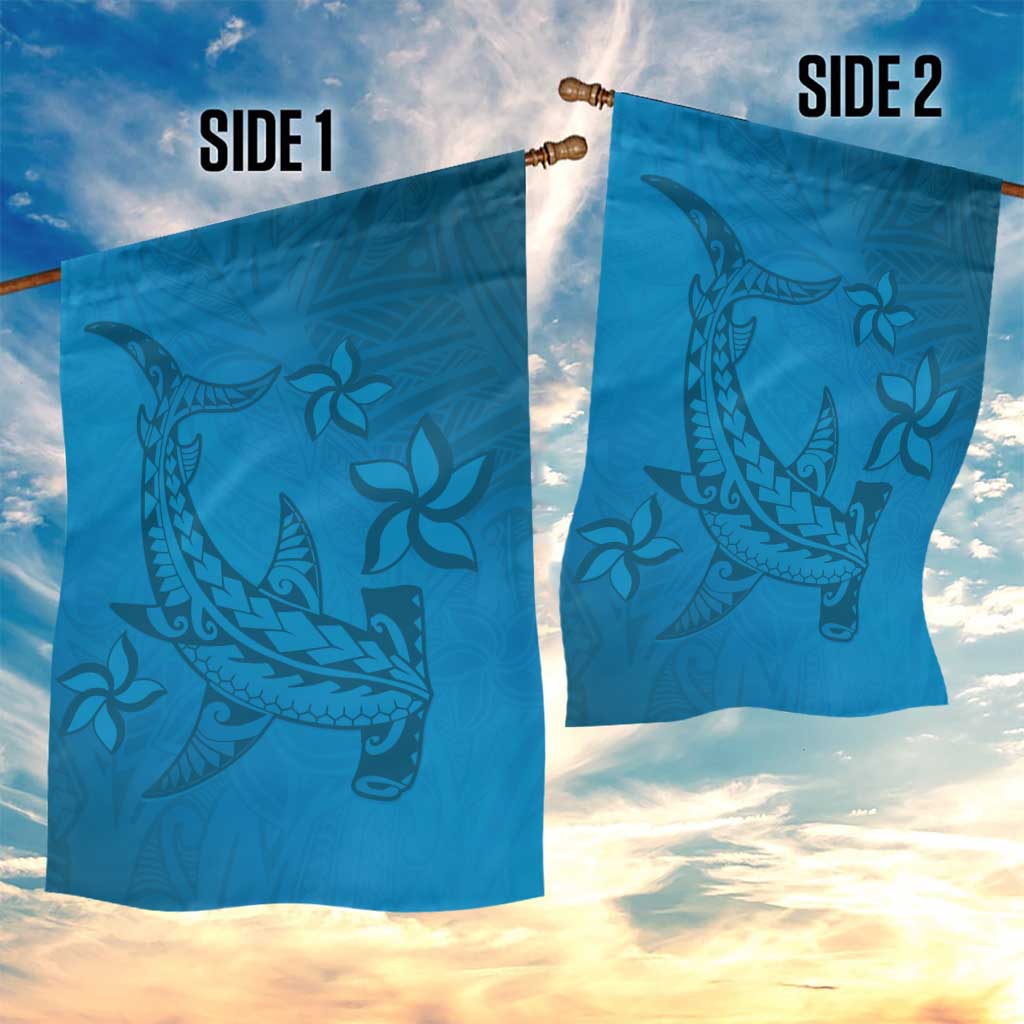 Blue Gradient Polynesia Garden Flag Hawaiian Tribal Hammerhead Shark Tattoo LT14 - Polynesian Pride