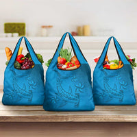 Blue Gradient Polynesia Grocery Bag Hawaiian Tribal Hammerhead Shark Tattoo LT14 3-pack One Size Blue - Polynesian Pride