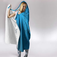 Blue Gradient Polynesia Hooded Blanket Hawaiian Tribal Hammerhead Shark Tattoo LT14 - Polynesian Pride