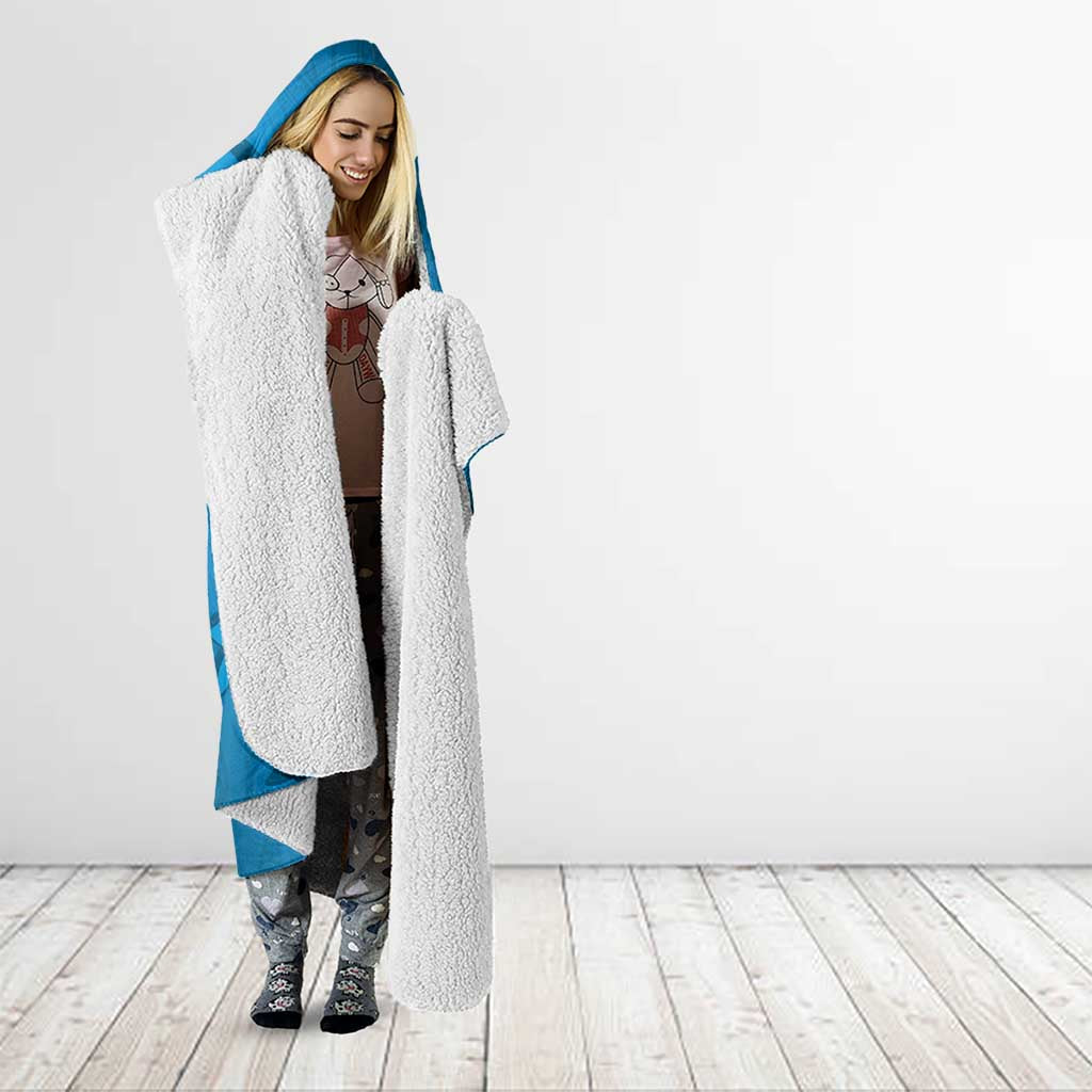 Blue Gradient Polynesia Hooded Blanket Hawaiian Tribal Hammerhead Shark Tattoo LT14 - Polynesian Pride