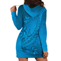Blue Gradient Polynesia Hoodie Dress Hawaiian Tribal Hammerhead Shark Tattoo LT14 - Polynesian Pride