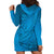 Blue Gradient Polynesia Hoodie Dress Hawaiian Tribal Hammerhead Shark Tattoo