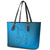 Blue Gradient Polynesia Leather Tote Bag Hawaiian Tribal Hammerhead Shark Tattoo