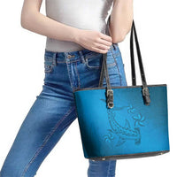 Blue Gradient Polynesia Leather Tote Bag Hawaiian Tribal Hammerhead Shark Tattoo LT14 - Polynesian Pride
