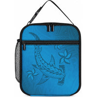 Blue Gradient Polynesia Lunch Bag Hawaiian Tribal Hammerhead Shark Tattoo LT14 10.2 × 8.3 × 4.3 inch Blue - Polynesian Pride