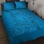 Blue Gradient Polynesia Quilt Bed Set Hawaiian Tribal Hammerhead Shark Tattoo