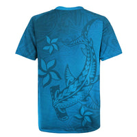 Blue Gradient Polynesia Rugby Jersey Hawaiian Tribal Hammerhead Shark Tattoo LT14 - Polynesian Pride
