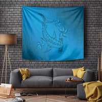Blue Gradient Polynesia Tapestry Hawaiian Tribal Hammerhead Shark Tattoo