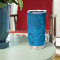 Blue Gradient Polynesia Tumbler Cup Hawaiian Tribal Hammerhead Shark Tattoo