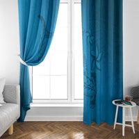 Blue Gradient Polynesia Window Curtain Hawaiian Tribal Hammerhead Shark Tattoo LT14 - Polynesian Pride